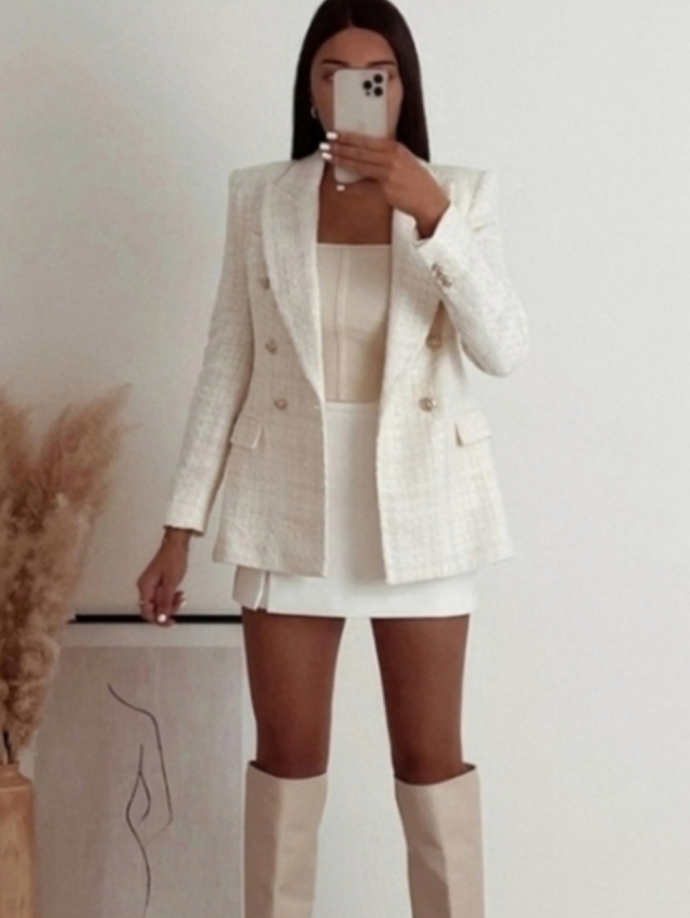Zara Tweed Textured Double Breasted Blazer Jacket Size XL - Picture 5 of 14